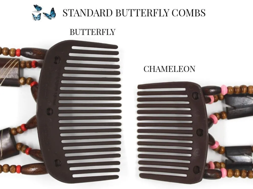 African Butterfly Hair Comb - Dalena White Pearl 26