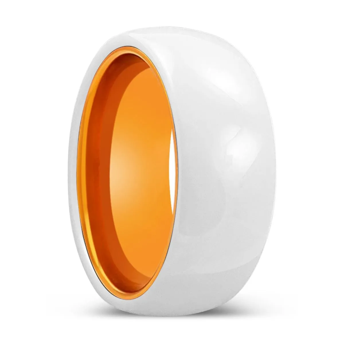 ALBA | Orange Ring, White Ceramic Ring, Domed