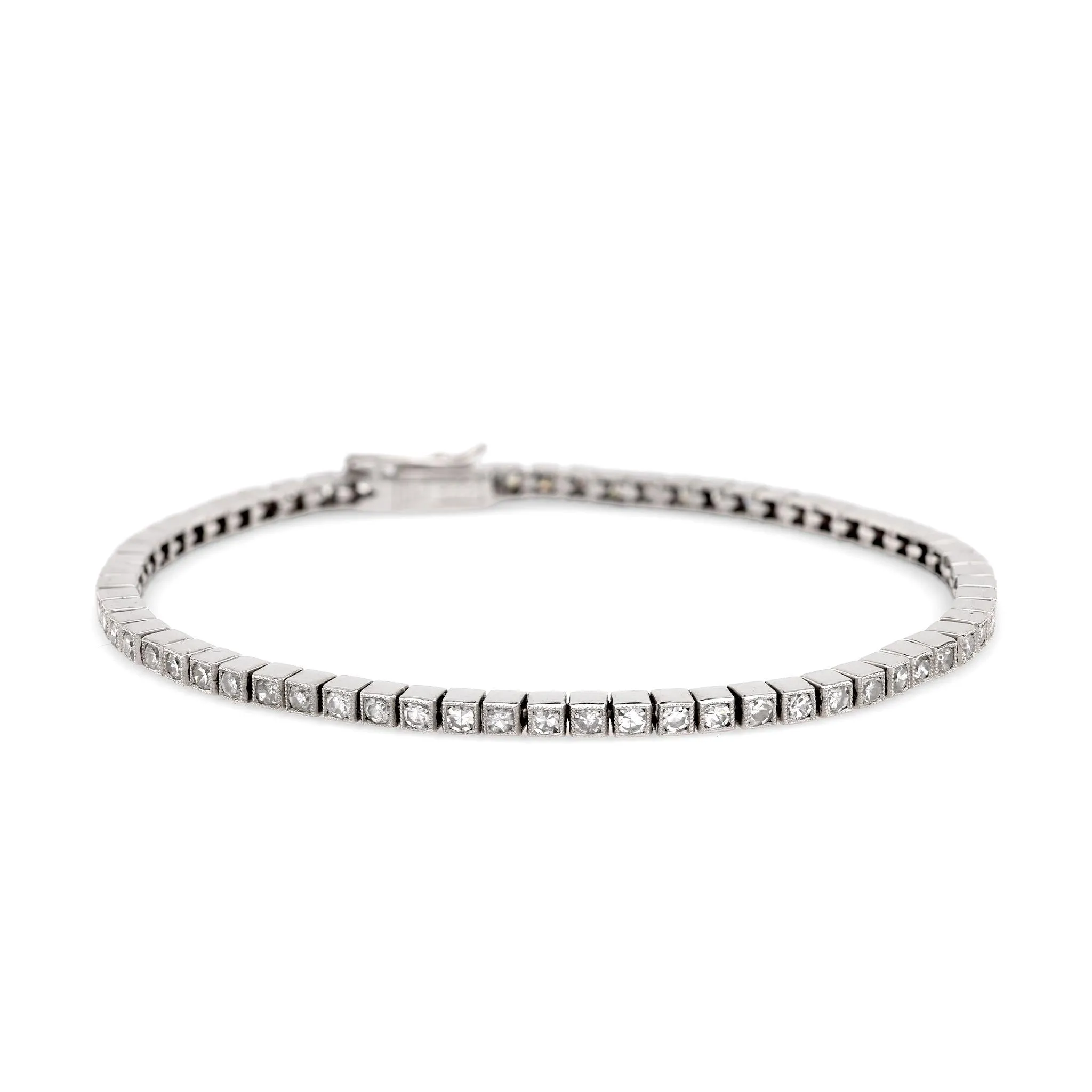 Art Deco Inspired Diamond Platinum Tennis Bracelet