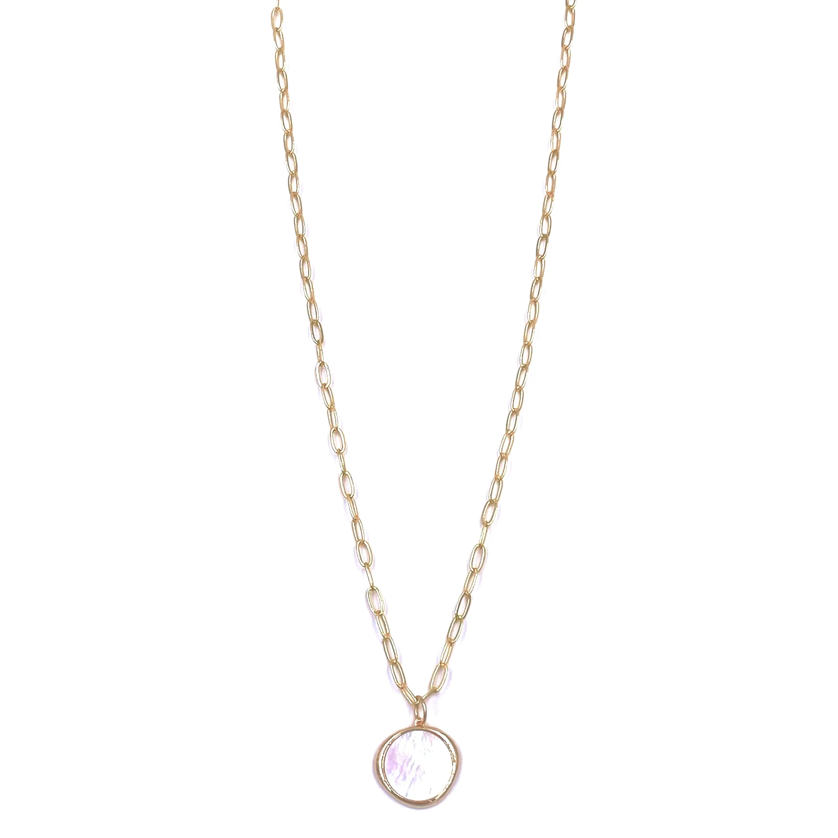 Ashley Gold Stainless Steel Gold Plated Enamel Circle Charm Necklace