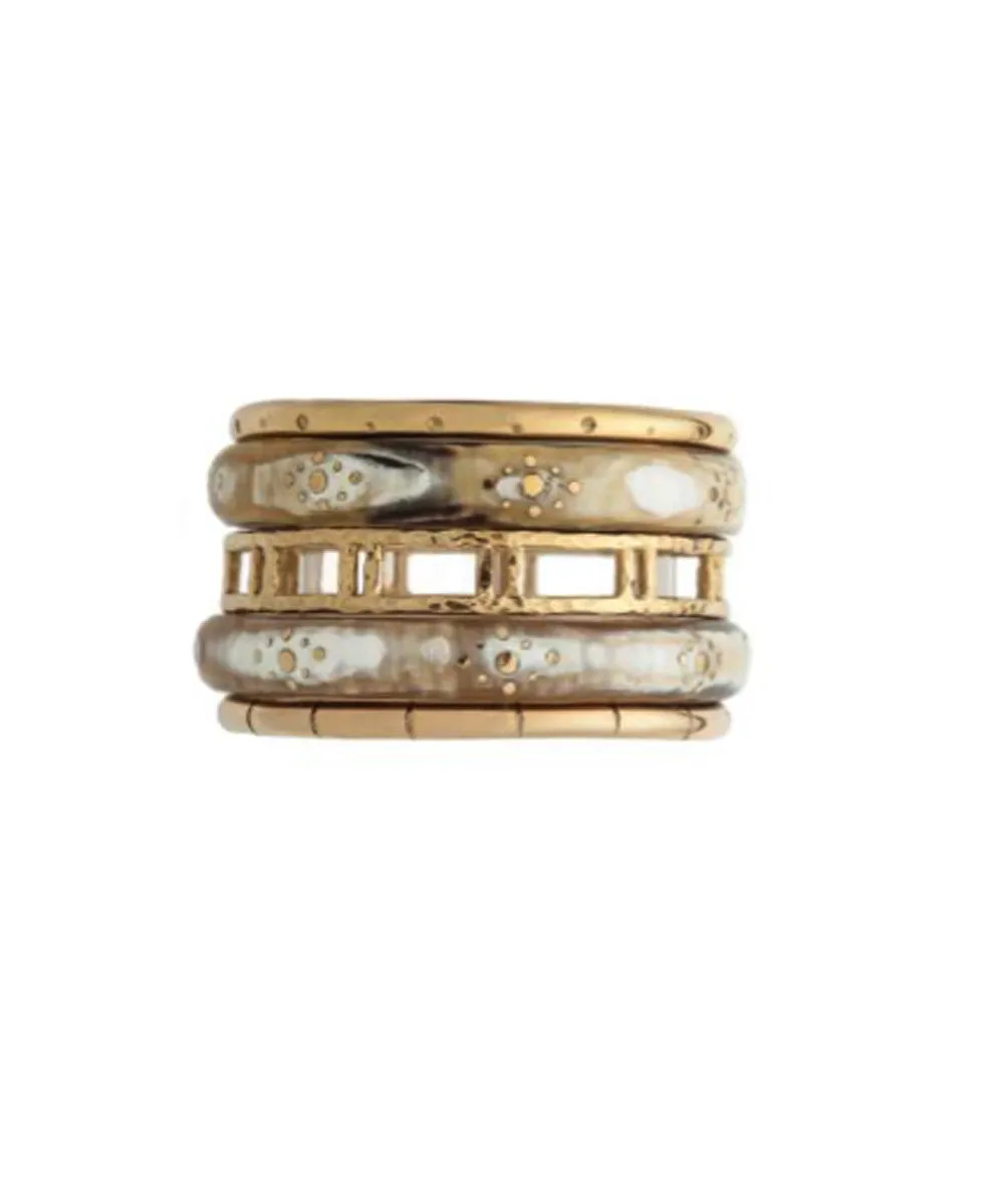 Ashley Pittman Huba Bangle Set Light Horn