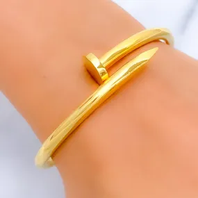 Attractive 22K Gold Nail Bangle Bracelet