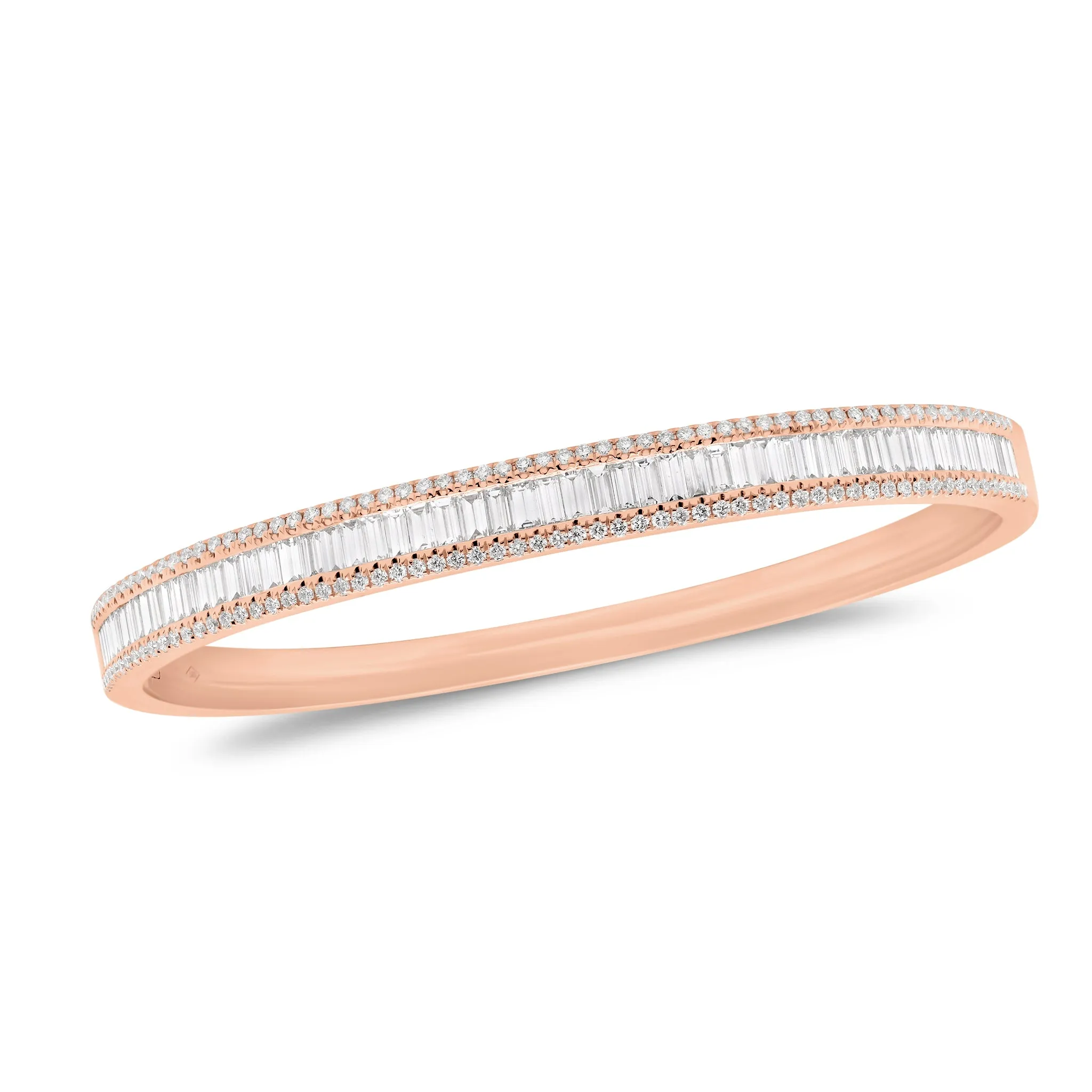 Baguette & Round Diamond Bangle Bracelet