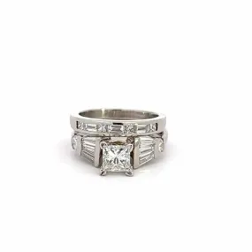 Baikalla Platinum Princess Cut Diamond Engagement Ring Set