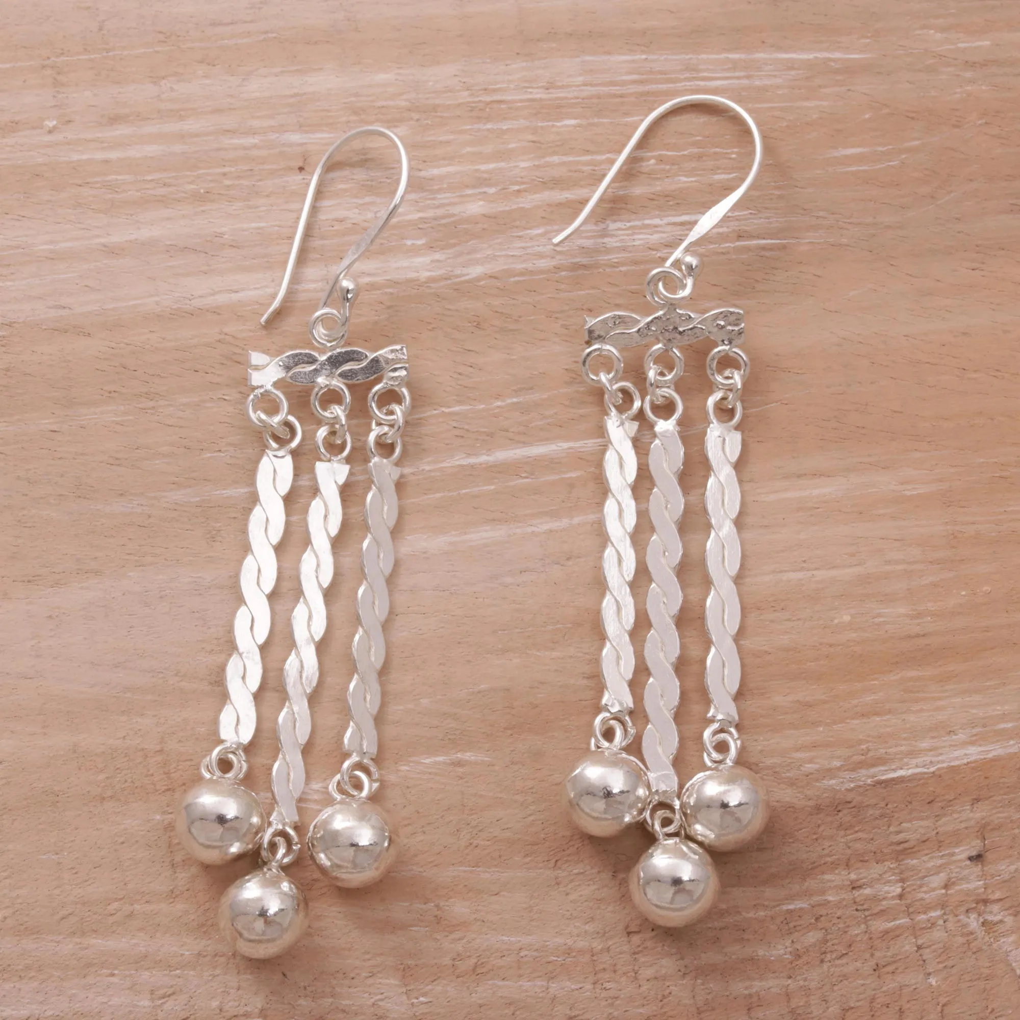 Ballroom Candles Sterling Silver Bauble Dangle Earrings from Bali