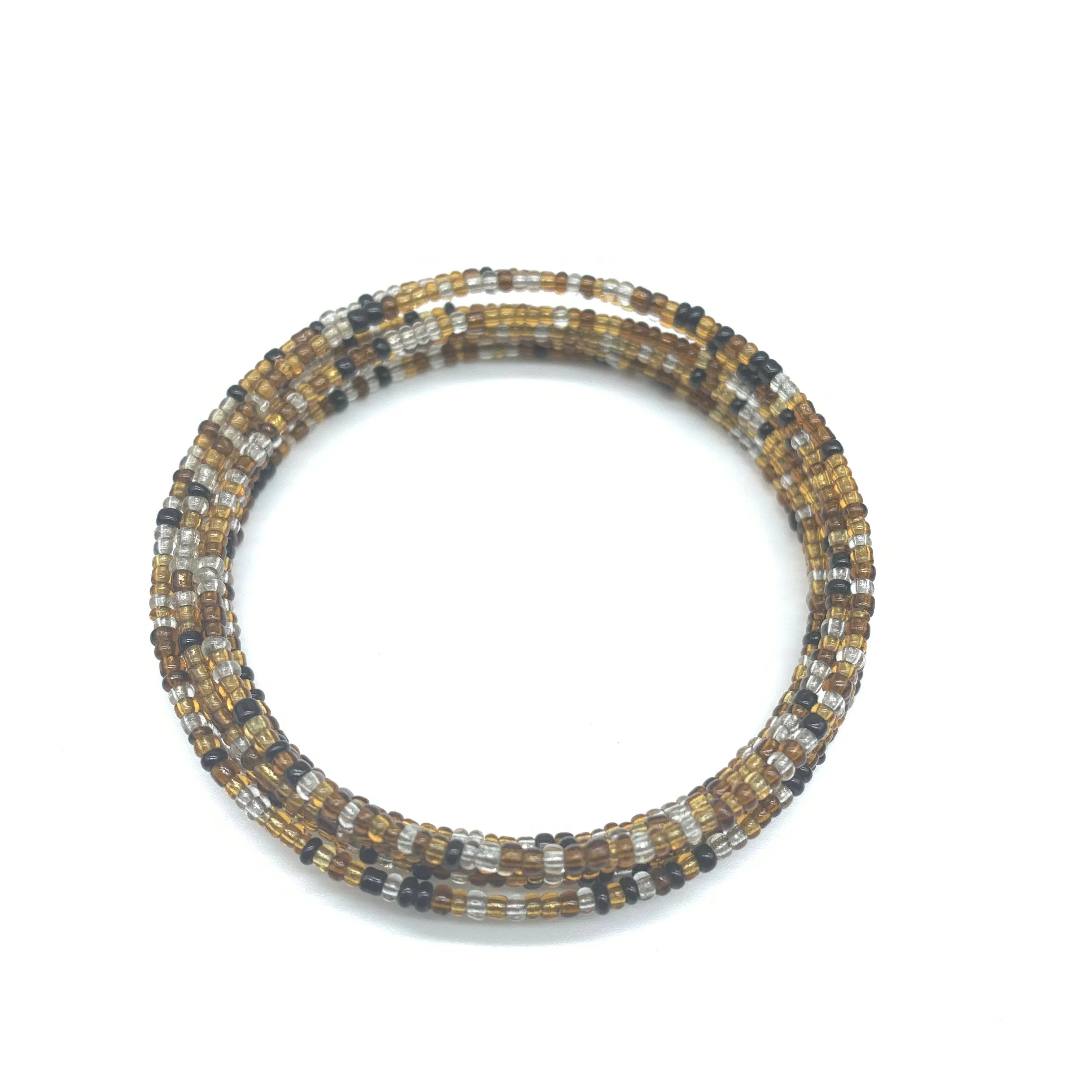 Beaded Coil Bracelet-Brown