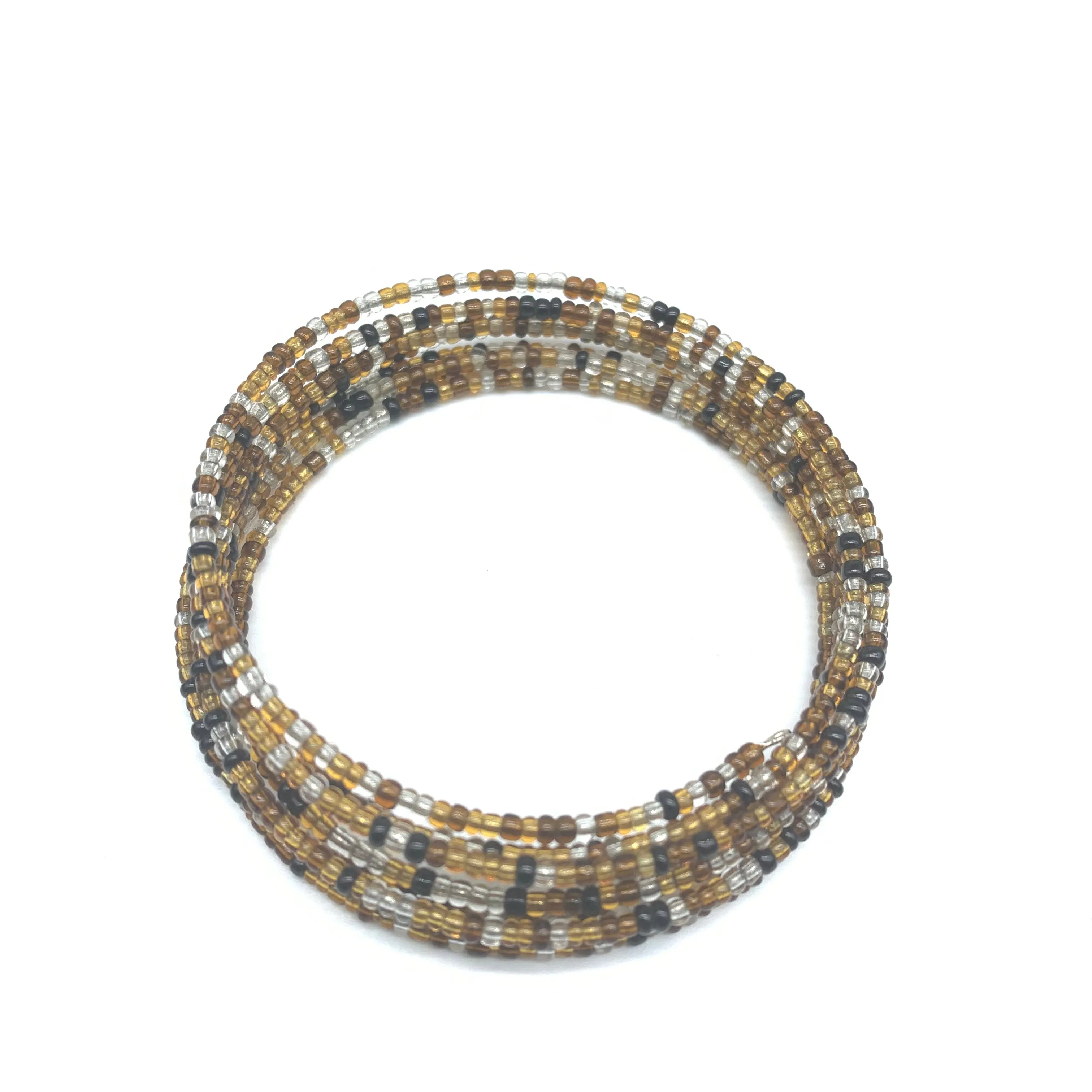 Beaded Coil Bracelet-Brown