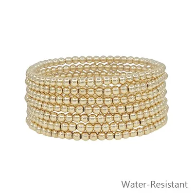 Beaded Stretch Bracelet Set - Gold