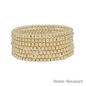 Beaded Stretch Bracelet Set - Gold