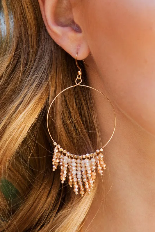 Beaded Tassel And Ring Earrings