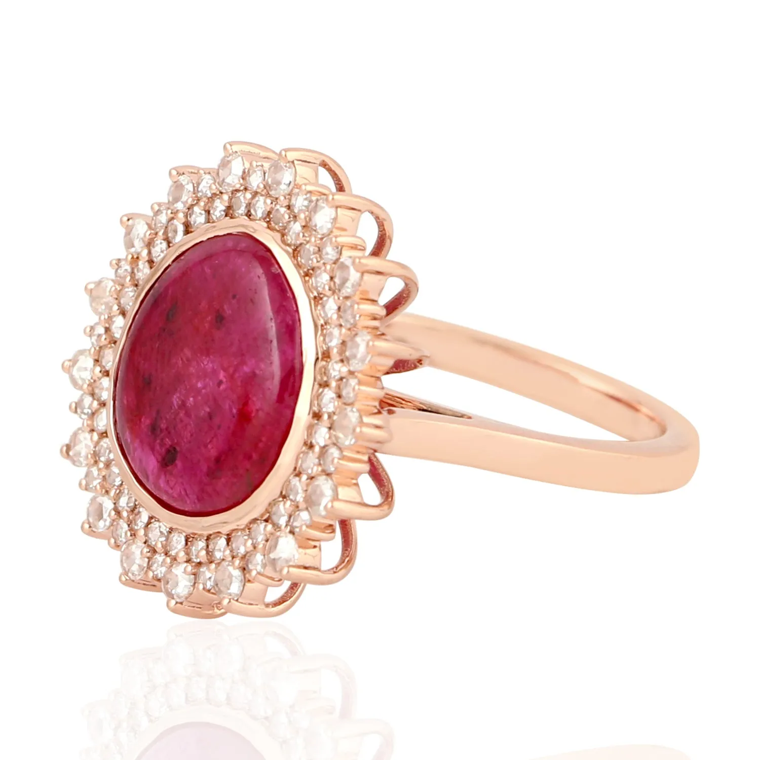 Beautiful Ruby Handmade pave Diamond Cocktail Ring For Women