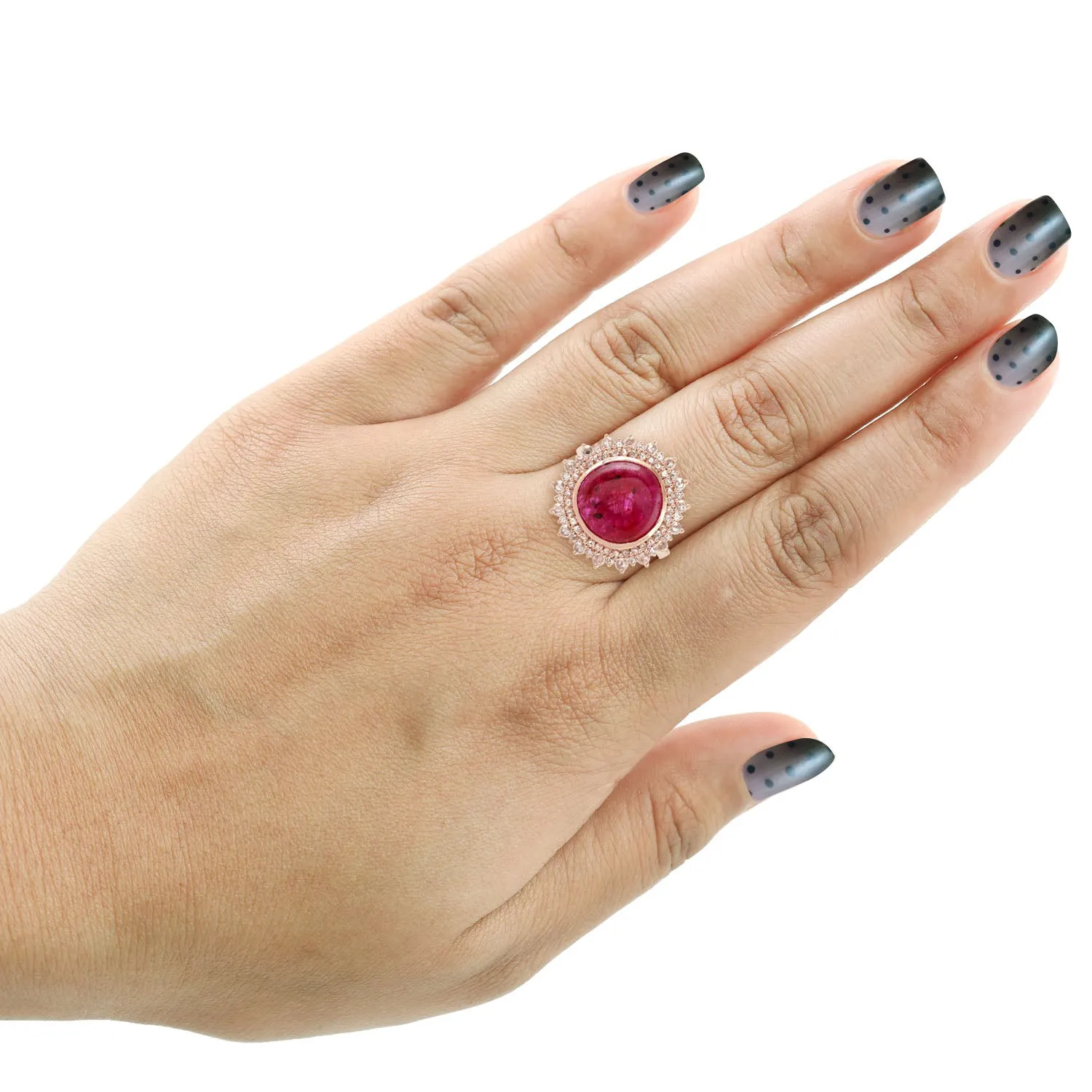 Beautiful Ruby Handmade pave Diamond Cocktail Ring For Women