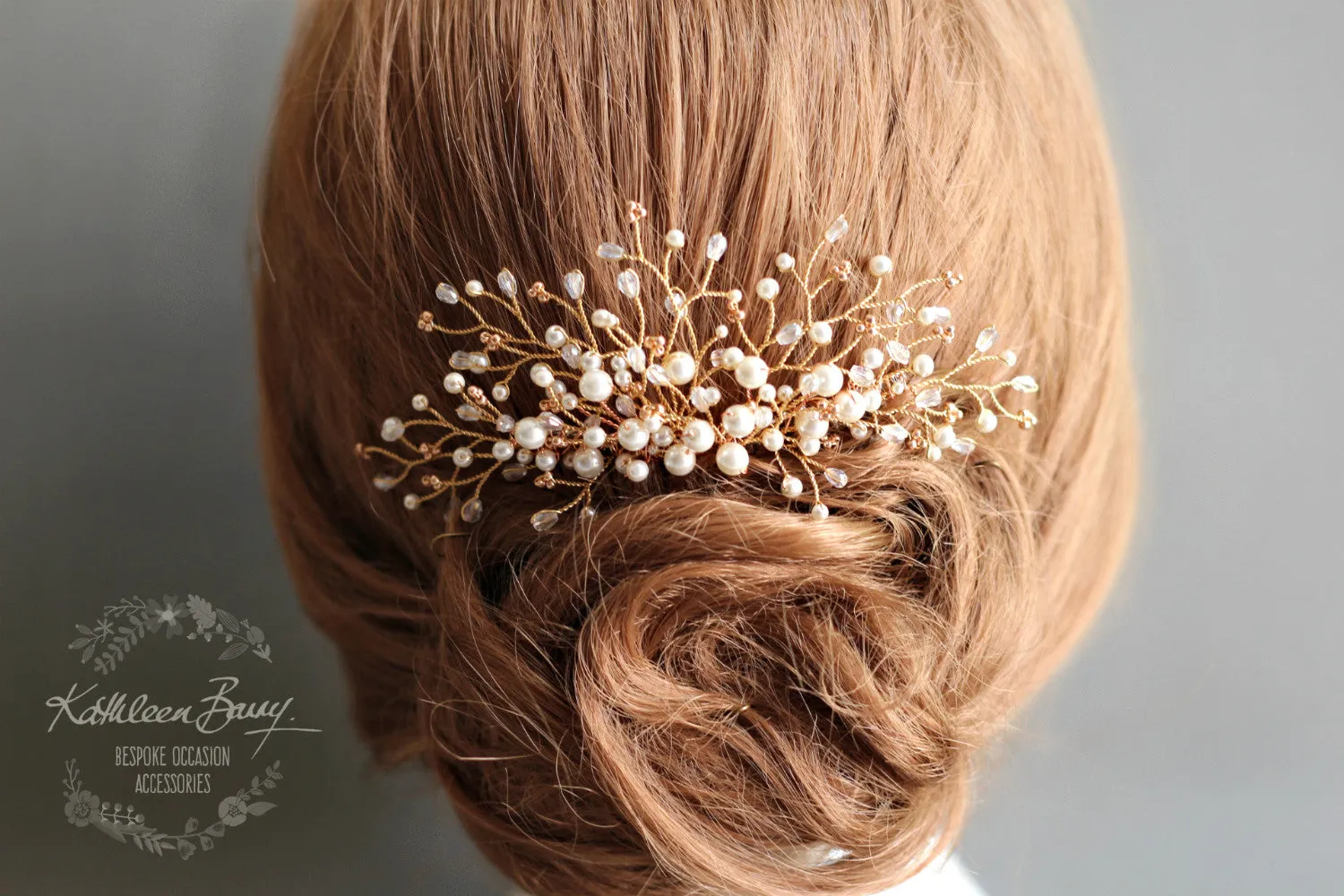 Beth Hair Comb with dainty, crystal & pearl detailing - Available in Gold, rose gold & Silver