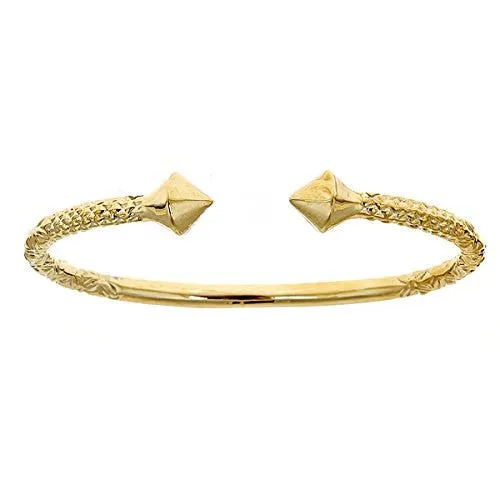 Better Jewelry 10K Yellow Gold West Indian Bangle w. Thick Pyramid Ends