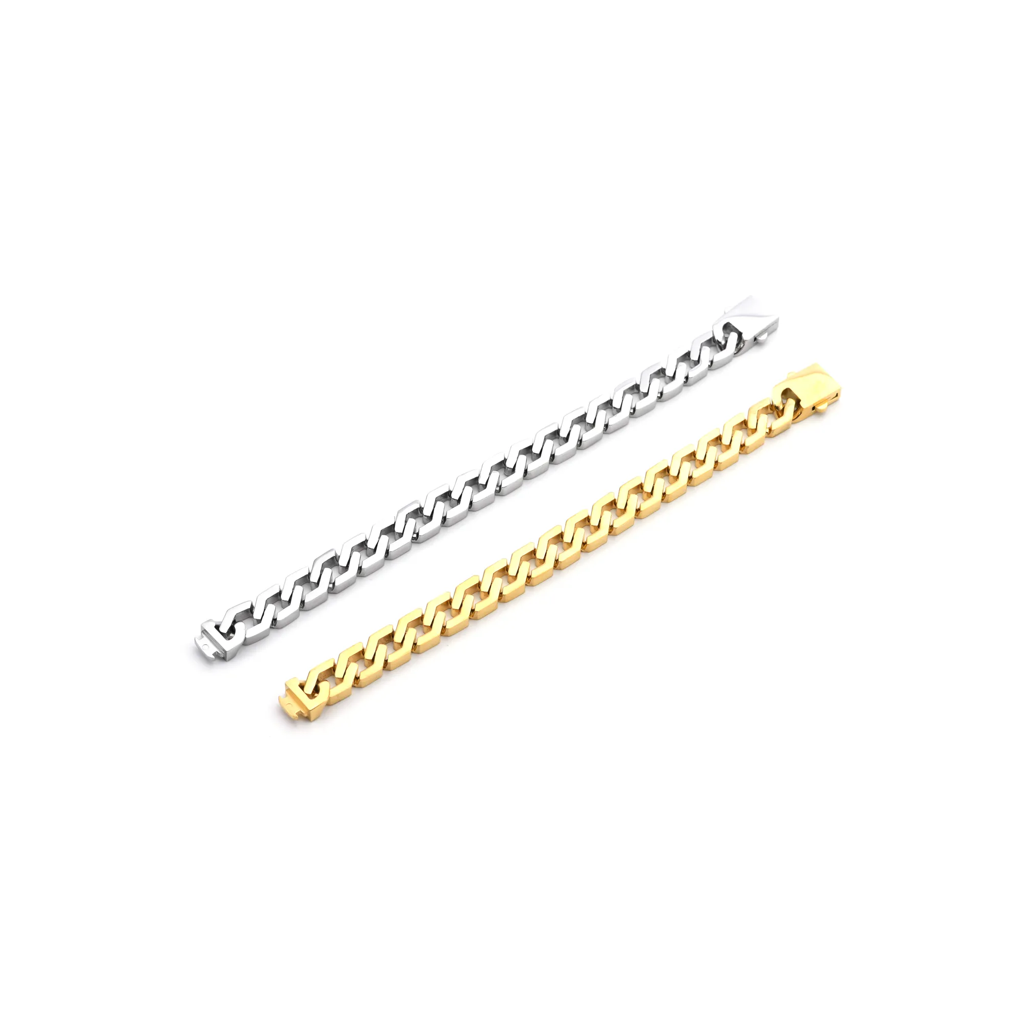 BG100W B.Tiff High Polish Flat Angular Cuban Link Bracelet