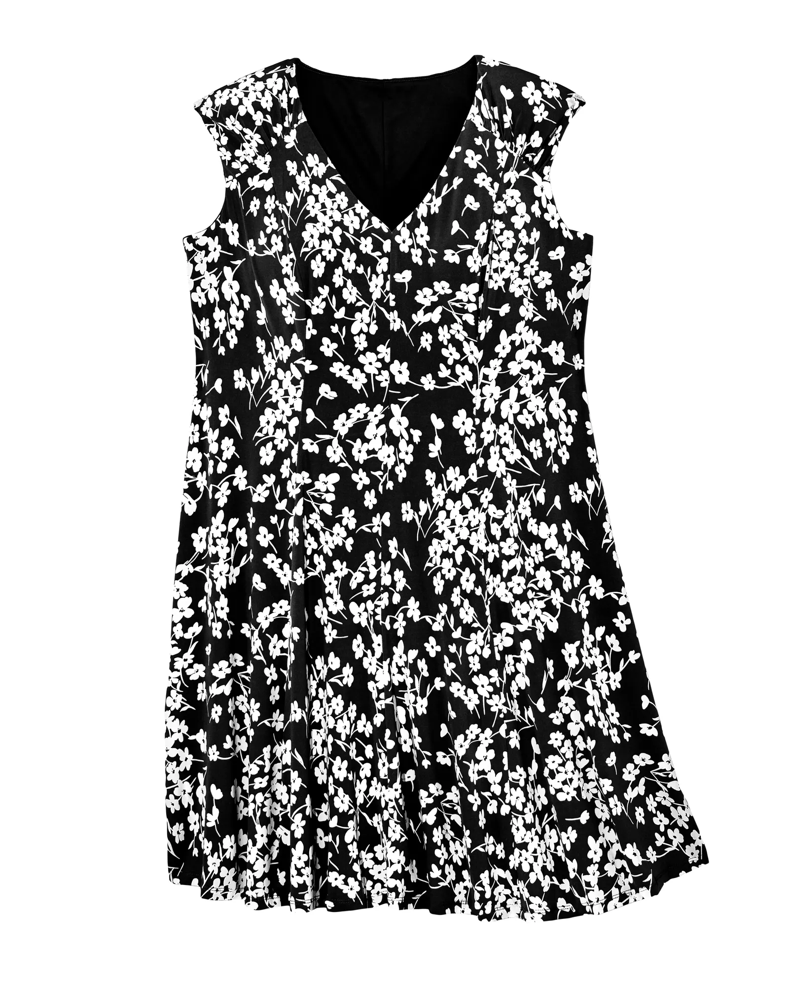 Blossom Sleeveless A-Line Knit Dress | Black / Ivory