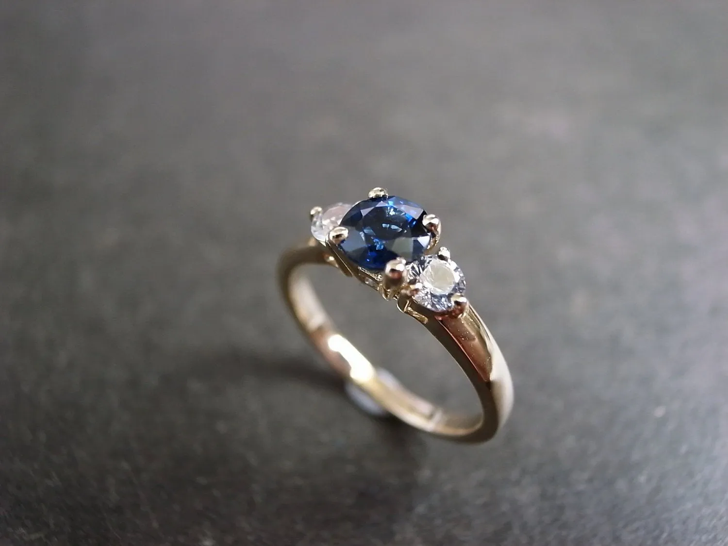 Blue Sapphire and White Sapphire Ring in White Gold