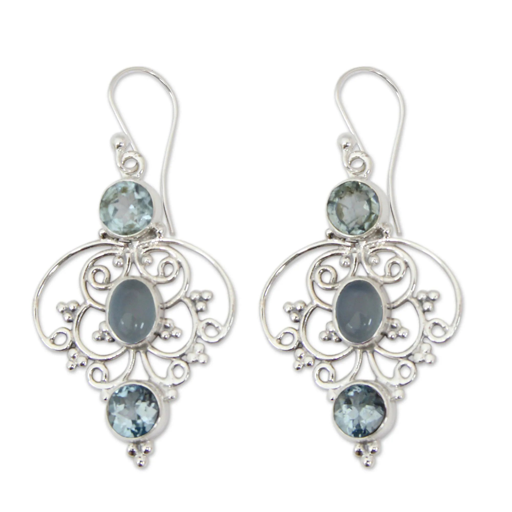 Blue Topaz Arabesque Earrings