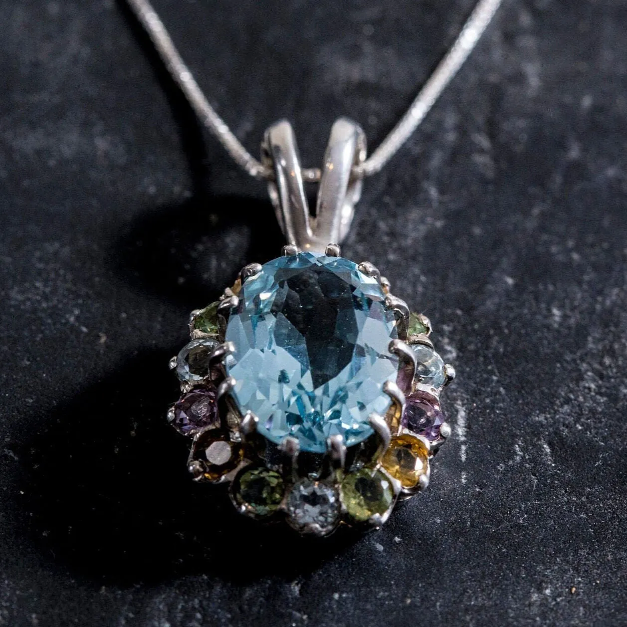 Blue Topaz Necklace - Mothers Birthstone Necklace - Natural Blue Topaz Pendant