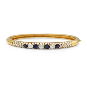 Brilliant & Oval Cut Diamond & Sapphire Bangle