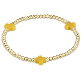 Canary Signature Cross Gold Pattern 3mm Bead Bracelet