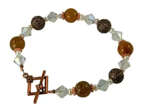 Carved Jade Gemstone Copper Bracelet