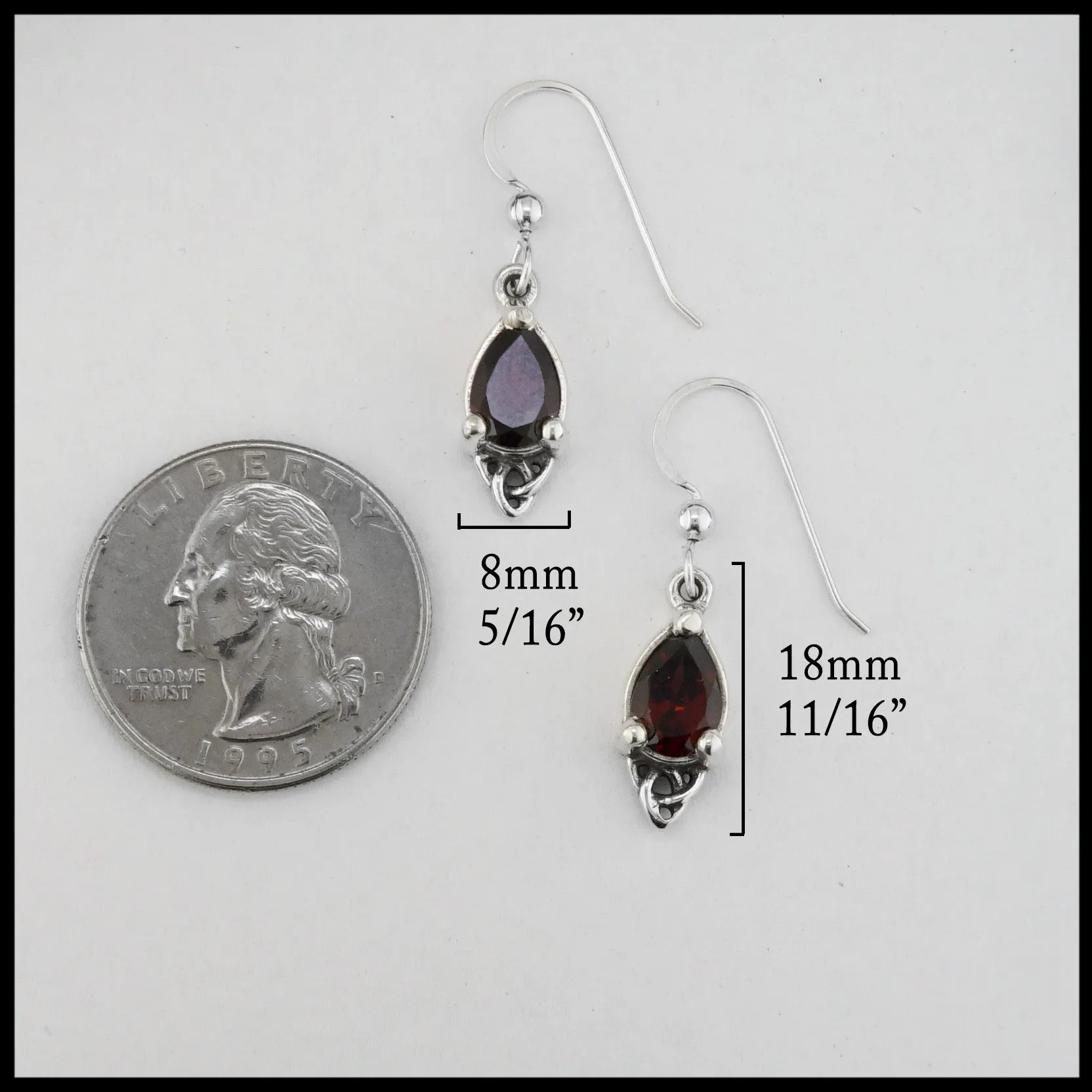 Celtic Goddess Pendant and Earring Set with Garnet