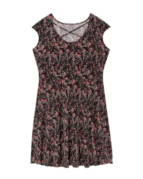 Ceram Criss-Cross Neck Fit and Flare Dress | Black / Red