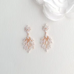 Chandelier Earrings for Weddings in Rose Gold-Belle