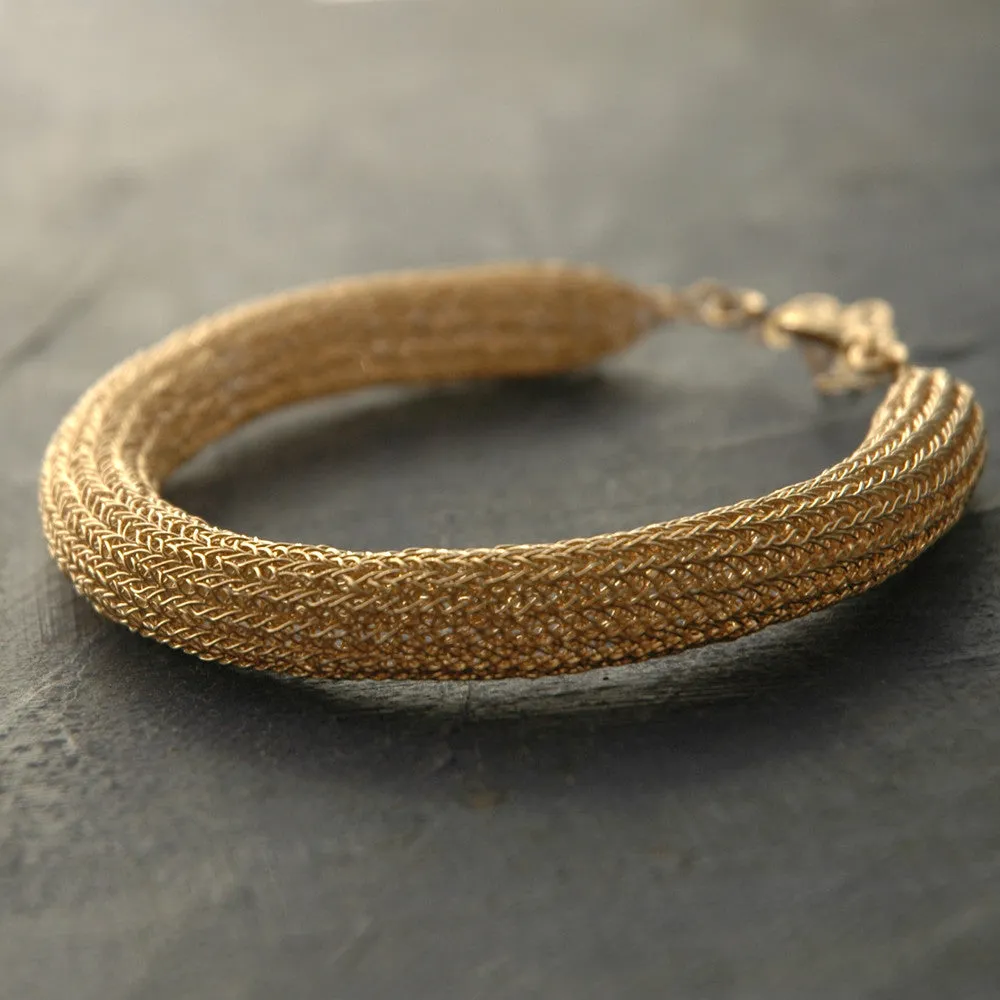 Chunky tube bangle bracelet Ethnic knitted bangle