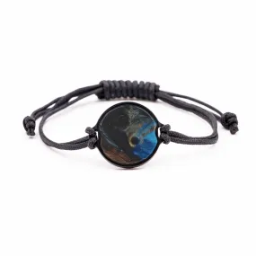 Circle Wood Resin Bracelet - Moveline (Teal & Gold, 590489)