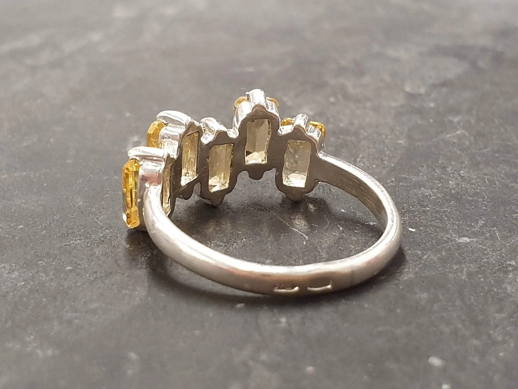 Citrine Baguette Ring - Natural Citrine Ring, Gold Citrine Ring