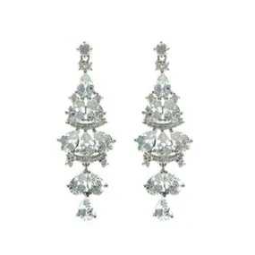 Classic Fine CZ Chandelier Brass Earrings