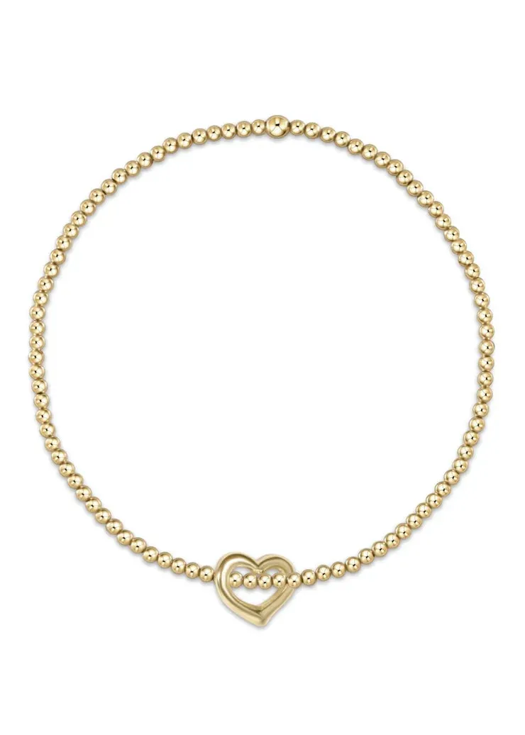 Classic Gold 2mm Bead Bracelet-Love Gold Charm