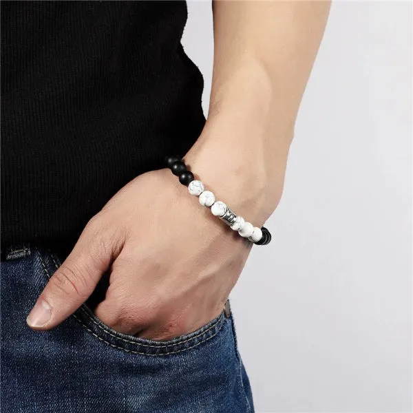 Classy Men Gemini White Beaded Zodiac Bracelet