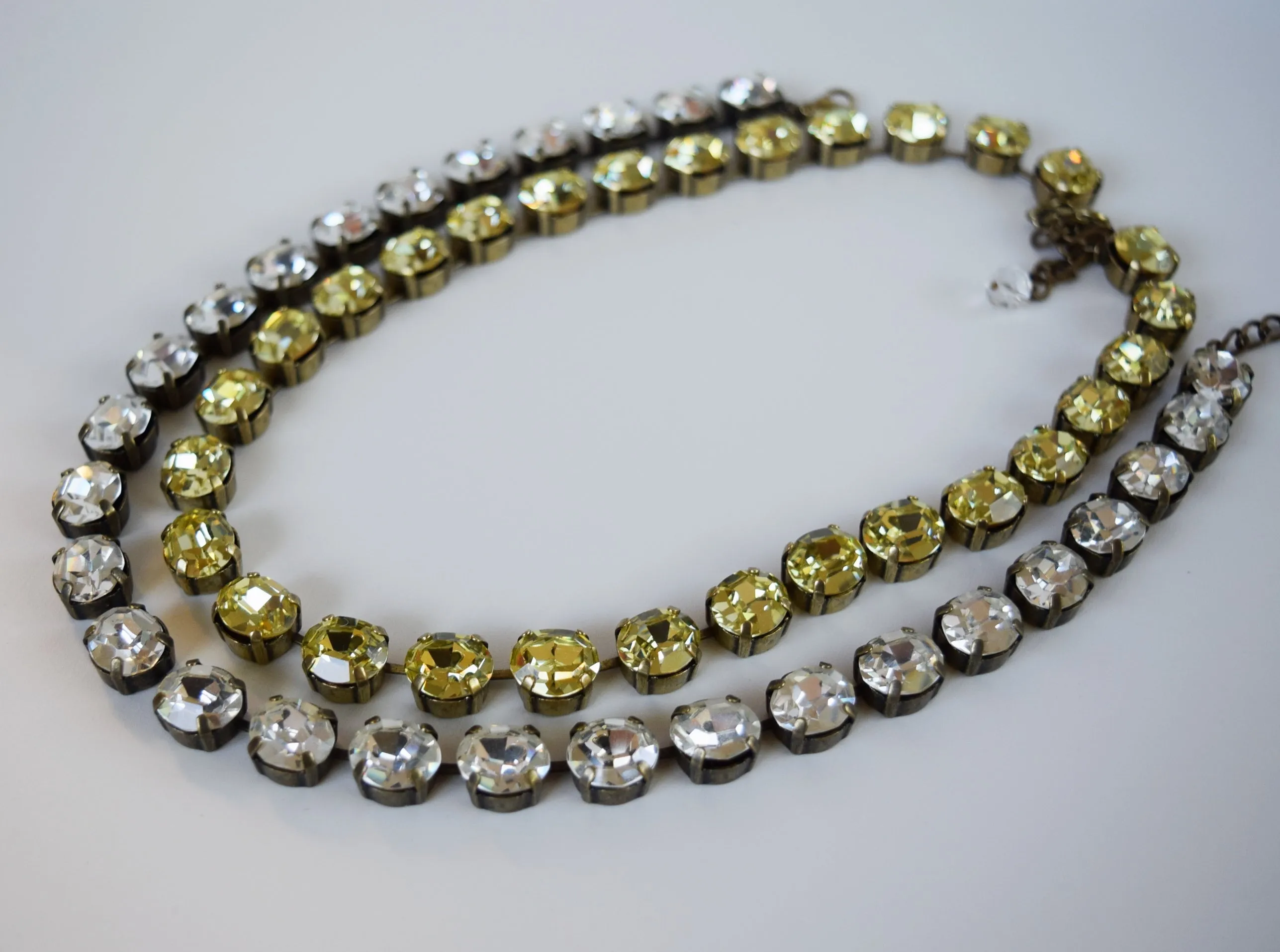 Clear Crystal Swarovski Collet Necklace - Small Oval