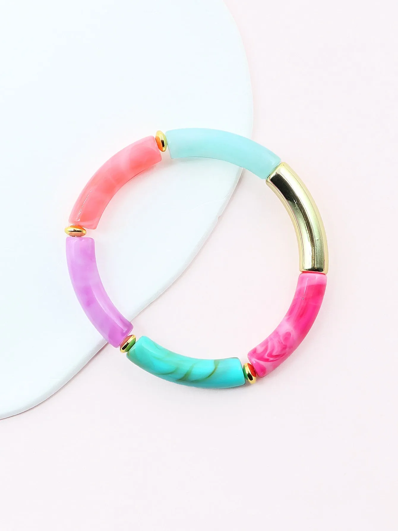 Colorful Bamboo Shape Beaded Bracelet Women Bracelet Stackable Bracelet Crafted