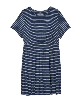 Cortena Smocked Waist Knit Dress | Light Grey / Navy