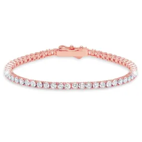 Crislu 18KT Rose Gold Plated Sterling Silver Round Cubic Zirconia 7-inch Tennis Bracelet