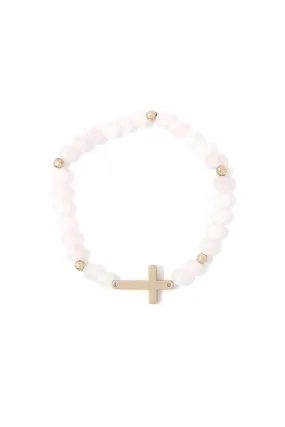 Cross Charm Beaded Stretch Bracelet