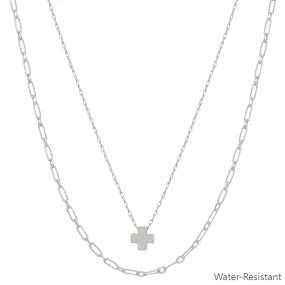 Cross Charm Layered Necklace