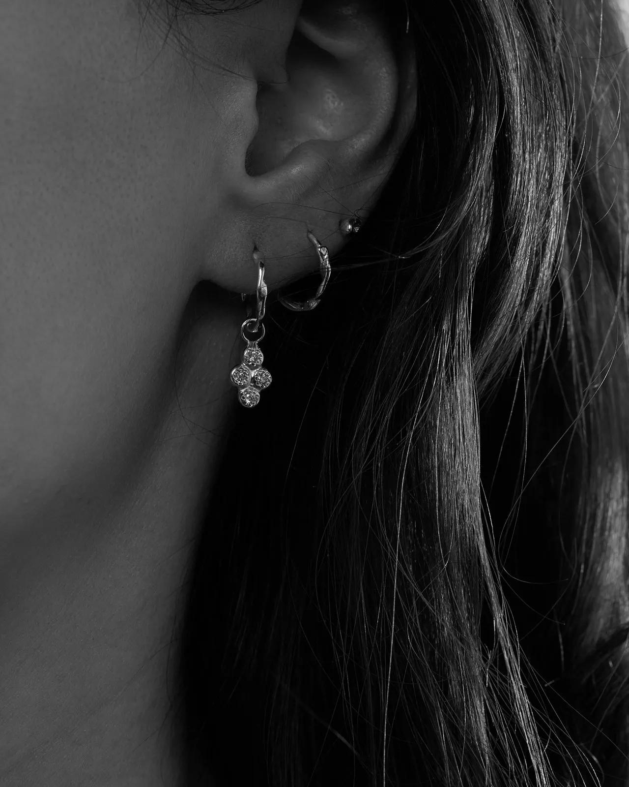 Cross Stone Earring Charm | Silver