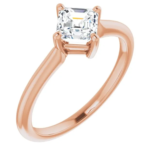 Cubic Zirconia Engagement Ring- The Adora (Customizable Asscher Cut Solitaire with Raised Prong Basket)