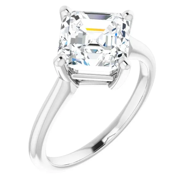 Cubic Zirconia Engagement Ring- The Adora (Customizable Asscher Cut Solitaire with Raised Prong Basket)