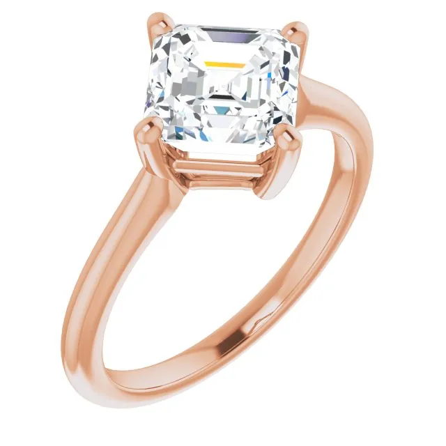 Cubic Zirconia Engagement Ring- The Adora (Customizable Asscher Cut Solitaire with Raised Prong Basket)