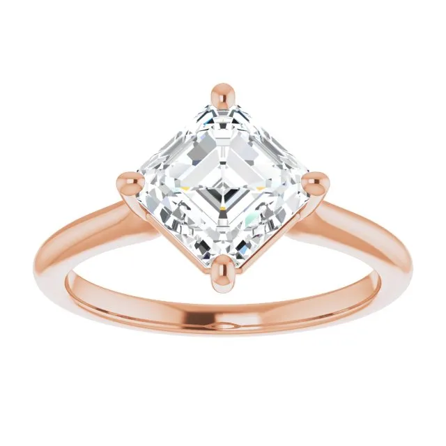 Cubic Zirconia Engagement Ring- The Adora (Customizable Asscher Cut Solitaire with Raised Prong Basket)