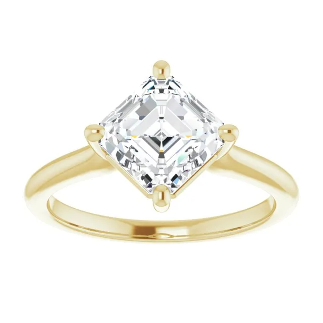 Cubic Zirconia Engagement Ring- The Adora (Customizable Asscher Cut Solitaire with Raised Prong Basket)