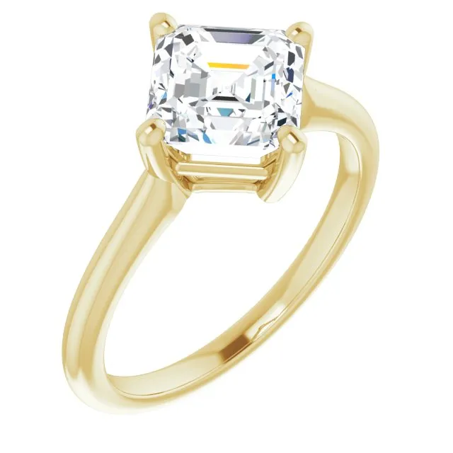 Cubic Zirconia Engagement Ring- The Adora (Customizable Asscher Cut Solitaire with Raised Prong Basket)