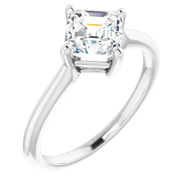 Cubic Zirconia Engagement Ring- The Adora (Customizable Asscher Cut Solitaire with Raised Prong Basket)