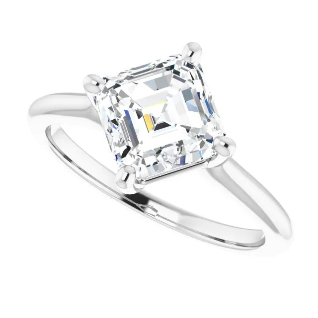 Cubic Zirconia Engagement Ring- The Adora (Customizable Asscher Cut Solitaire with Raised Prong Basket)